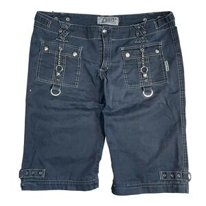 Vtg Tripp NYC Shorts Womens Size 15 Goth Punk Distressed Black Chains Emo Grunge